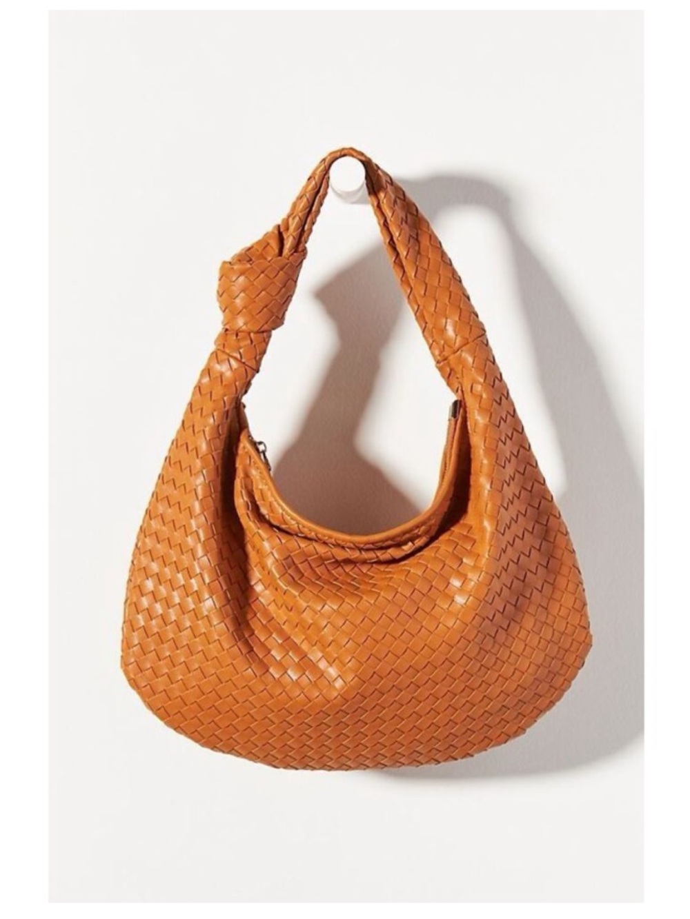 Anthropologie Braided Shoulder Bag in Cognac Brown